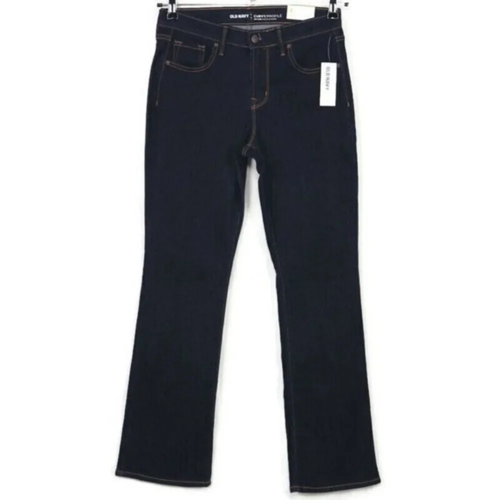 Old Navy Famous Curvy Bootcut Jeans‎ Mid-Rise Stretch Dark 4 Short